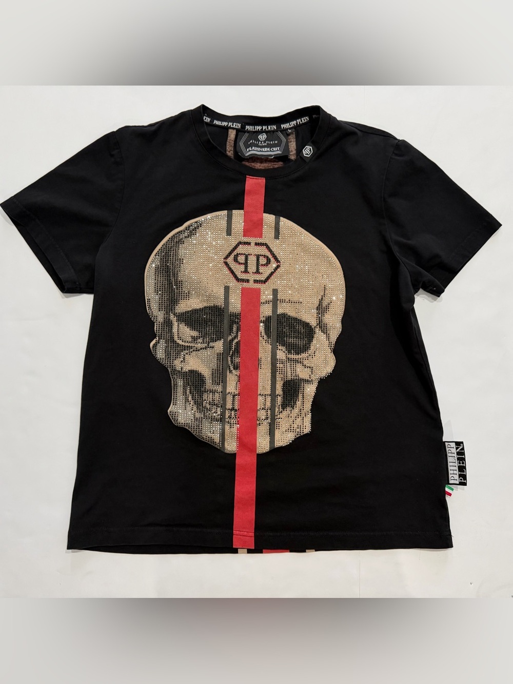Philipp Plein Platinum Cut Skull Rhinestone T-Shirt Men L Italy